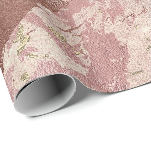 Blush Rose Abstrakt Gold Metallische Glasstriche Geschenkpapier (Rolleneckpunkt)