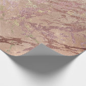 Blush Rose Abstrakt Gold Metallischer Marmorschlag Geschenkpapier (Ecke)