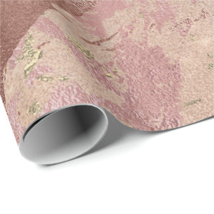 Blush Rose Abstrakt Gold Metallischer Marmorschlag Geschenkpapier