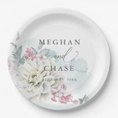 Blush Rose Alabaster Garden Blumenzwiese Pappteller (Vorderseite)