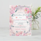 Blush Rose Aquarell FOTO Abschlussfeier Einladung (Stehend Vorderseite)