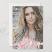 Blush Rose Aquarell FOTO Abschlussfeier Einladung (Rückseite)