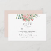 Blush Rose Bloral Dusty Pink Hochzeit RSVP Karte (Vorne/Hinten)