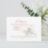 Blush Rose Bloral Simple Wedding RSVP Card (Stehend Vorderseite)