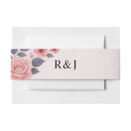 Blush-Rose Bloral Wedding Einladung Bauchband Einladungsbanderole