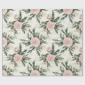 Blush Rose Bloral Weihnachten Geschenkpapier (Flach)