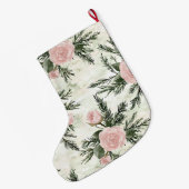 Blush Rose Bloral Weihnachten Großer Weihnachtsstrumpf (Rückseite (Hängend))