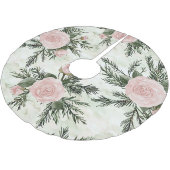 Blush Rose Bloral Weihnachten Polyester Weihnachtsbaumdecke (Schrägansicht)