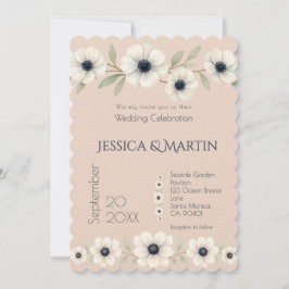 Blush Rose Blue Ivory Anemone Timeless Wedding Einladung