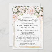 Blush Rose Blume Beerdigung Feier des Lebens Einladung (Vorderseite)