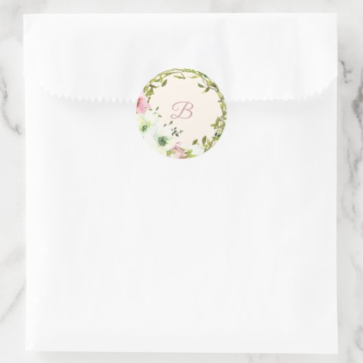 Blush Rose Blumenaufkleber Runder Aufkleber (Tasche)