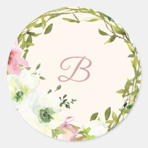 Blush Rose Blumenaufkleber Runder Aufkleber