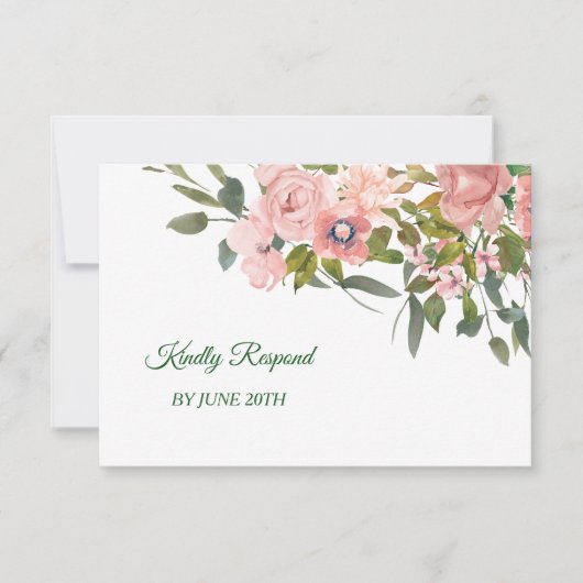 Blush Rose Blumenmenü-UAWG RSVP Karte (Vorderseite)