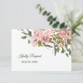 Blush Rose Blumenmenü-UAWG RSVP Karte (Stehend Vorderseite)