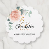 Blush Rose Blumenmonogramm Name Brautparty Geschenkanhänger (Vorderseite)