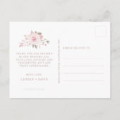 Blush Rose Blumenreath Wedding Foto Vielen Dank Postkarte (Rückseite)