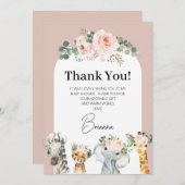 Blush Rose Blumenstrauß Safari Danke Karte (Vorne/Hinten)