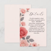 Blush-Rose Blumenzettel Begleitkarte (Vorne/Hinten)