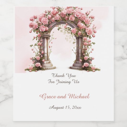 Blush Rose Boho Wedding Arch Weinetikett (Einzelnes Label)
