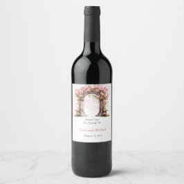 Blush Rose Boho Wedding Arch Weinetikett