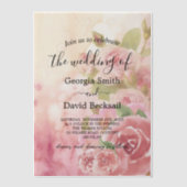 Blush Rose Botanische Hochzeit Pergament Einladungen (Vorderseite)