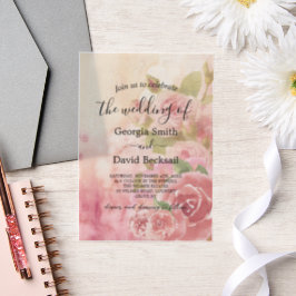 Blush Rose Botanische Hochzeit Pergament Einladungen