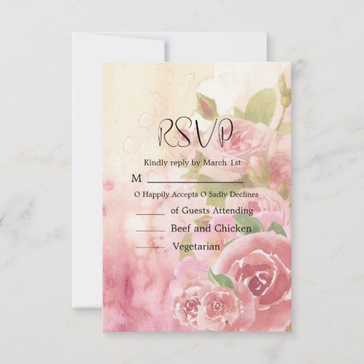 Blush Rose Botanische Hochzeit RSVP Karte (Vorderseite)