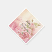 Blush Rose Botanische Hochzeit Serviette (Ecke)