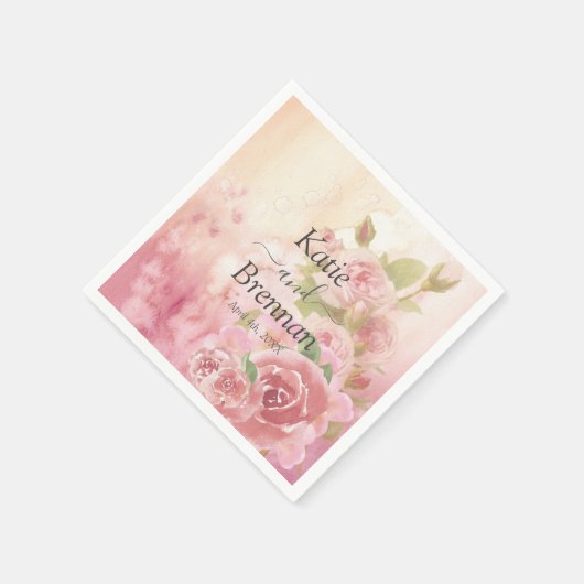 Blush Rose Botanische Hochzeit Serviette (Ecke)