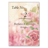 Blush Rose Botanische Hochzeit Tischnummer (Rückseite)