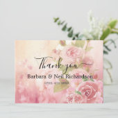 Blush Rose Botanische Hochzeit Vielen Dank Dankeskarte (Stehend Vorderseite)