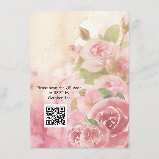 Blush-Rose Botanischer QR-Code Hochzeit Begleitkarte (Rückseite)