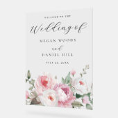 Blush & Rose Botanisches Blumenzeichen Große Hochz Acrylschild (Winkel)