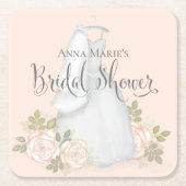 Blush Rose Brautparty Aquarellplatz Rechteckiger Pappuntersetzer (Vorderseite)