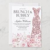 Blush Rose Brautparty Brunch & Bubbly Einladung (Vorderseite)