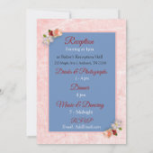 Blush Rose Burgundy Blue Floral Wedding Einladung (Rückseite)