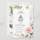 Blush Rose Champagne Glass Brautparty Einladung (Vorderseite)