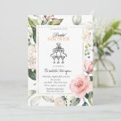 Blush Rose Champagne Glass Brautparty Einladung (Stehend Vorderseite)