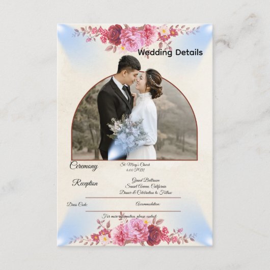 Blush Rose Church Wedding Enclosure Card Begleitkarte (Vorderseite)