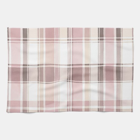 Blush Rose Creme Brown Streifen Brautparty Geschirrtuch (Horizontal)