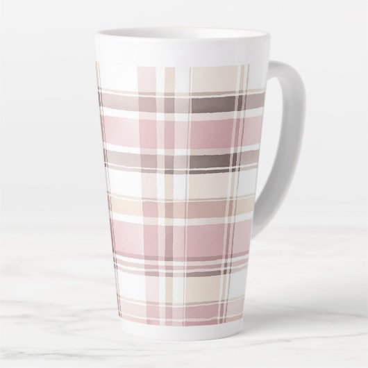Blush Rose Creme Brown Streifen Weihnachten Milchtasse (Rechte Ecke)