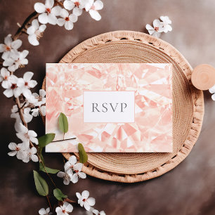 Blush Rose Crystal Cut Gemstone Wedding RSVP Einladungspostkarte
