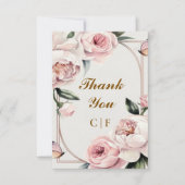 Blush Rose Custom Wedding Danke Card (Vorderseite)