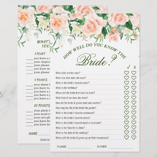 Blush-Rose Doppelseitiges Brautparty (Vorne/Hinten)
