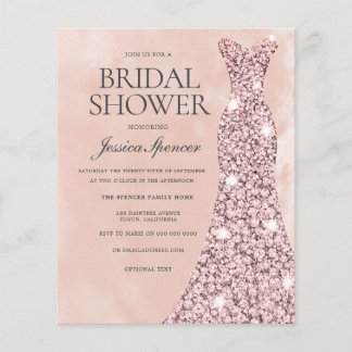 Blush Rose Dress Gold Brautparty Einladung