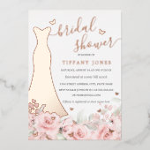 Blush Rose Dress Rose Gold Brautparty Folieneinladung (Vorderseite)
