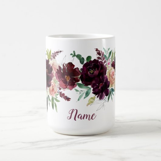 Blush Rose Dunkle Burgundy Peonies Individuelle Na Kaffeetasse (Mittel)
