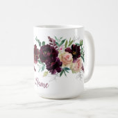 Blush Rose Dunkle Burgundy Peonies Individuelle Na Kaffeetasse (VorderseiteRechts)