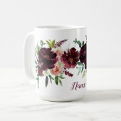 Blush Rose Dunkle Burgundy Peonies Individuelle Na Kaffeetasse (Vorderseite Links)