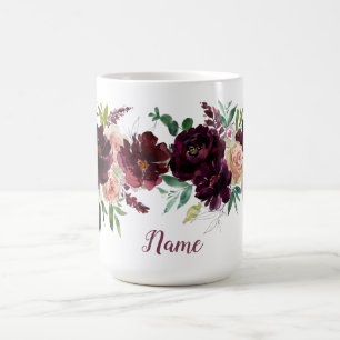 Blush Rose Dunkle Burgundy Peonies Individuelle Na Kaffeetasse